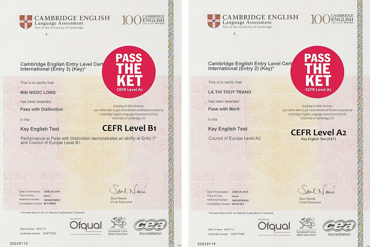 Chứng chỉ Cambridge với thời hạn sử dụng vĩnh viễn