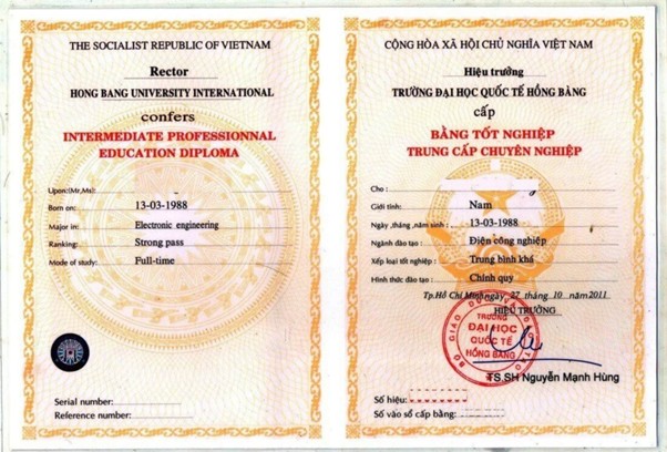 Bằng trung cấp mảng công nghệ điện tử