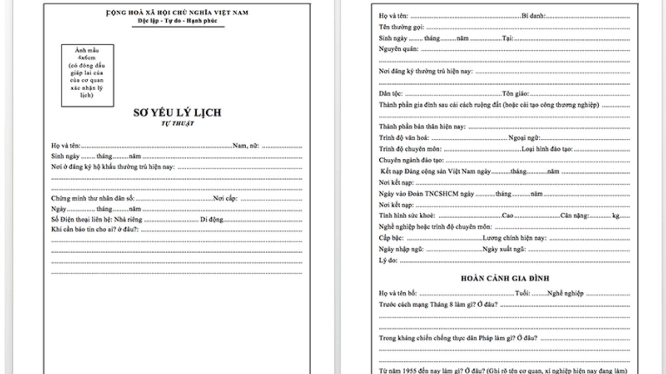 Sơ yếu lý lịch là bản tổng hợp thông tin cá nhân mỗi người