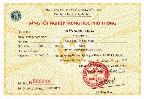 Cần phải nộp bằng tốt nghiệp gốc sau khi trúng tuyển